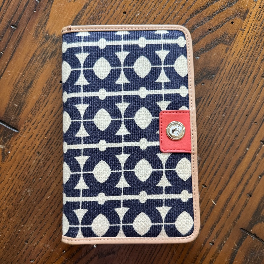 SPARTINA 449 Daufuskie Island ELLIS Square Snap Wallet Leather & Linen Travel